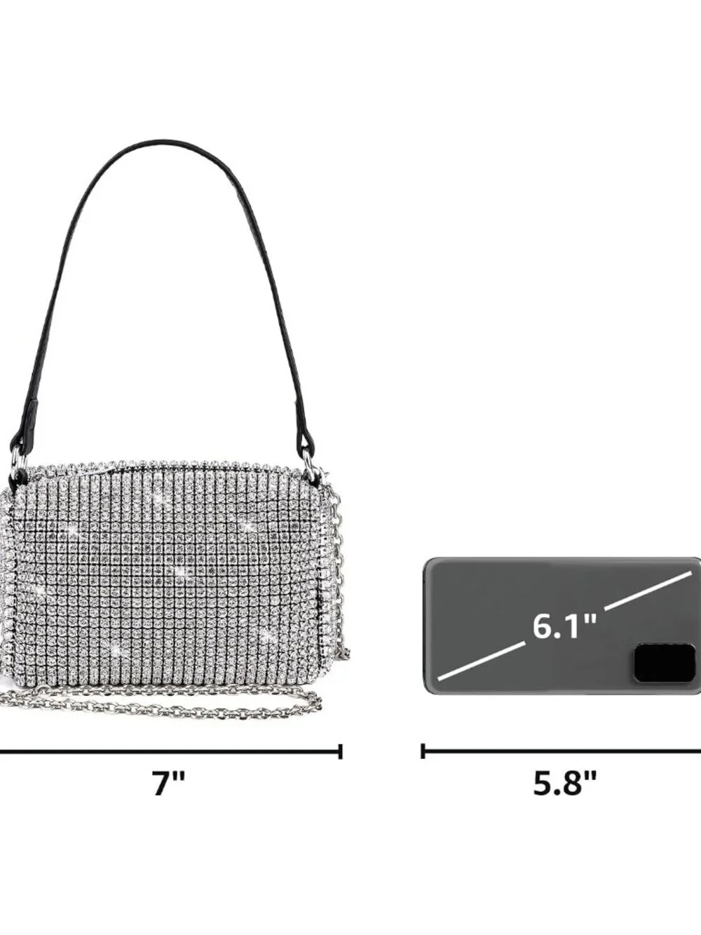 Bling Crystals Evening Clutch Bag for Women Girls Sparkling Crossbody Bag Weddin_3